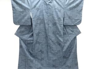 未使用品　幾何学に牡丹模様織り出し本場泥大島紬着物(5マルキ)